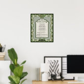 Birkat Habayit Hebrew English Green Baroque Frame Poster (Heimbüro)