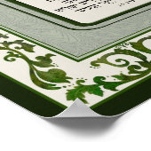 Birkat Habayit Hebrew English Green Baroque Frame Poster (Ecke)