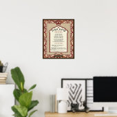 Birkat Habayit Hebrew English Red Baroque Frame Poster (Heimbüro)