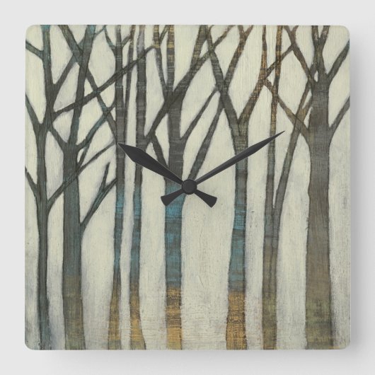 Birke Line I Quadratische Wanduhr (Vorderseite)