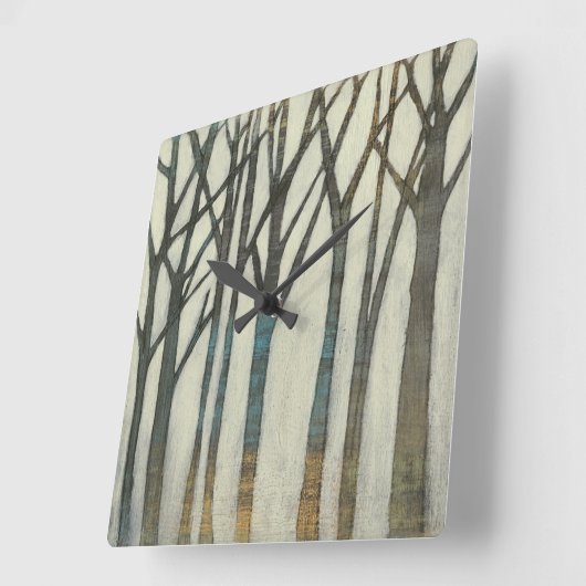 Birke Line I Quadratische Wanduhr (Winkel)