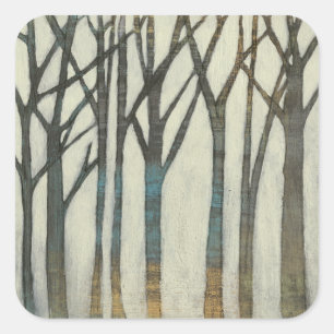 Birke Line I Quadratischer Aufkleber