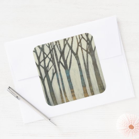 Birke Line I Quadratischer Aufkleber (Umschlag)