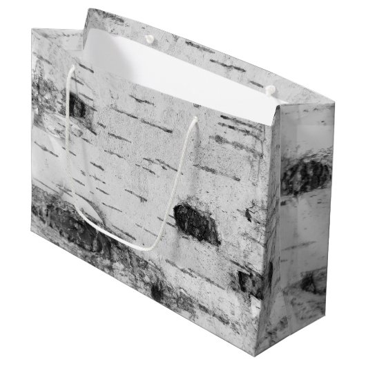 Birke Muster große Geschenktasche Geschenktüte (Vorderseite Schrägansicht)