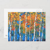 Birken-Baum-Malerei, blaue Birke, fallen Postkarte (Vorne/Hinten)