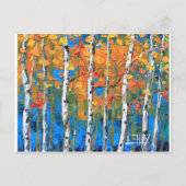Birken-Baum-Malerei, blaue Birke, fallen Postkarte (Vorderseite)