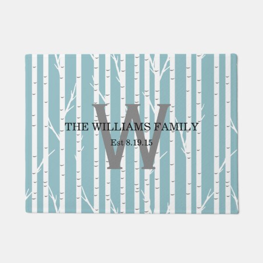 Birken-Baum-mit Monogramm Fußmatte (Vorderseite)