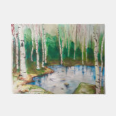 Birken-Baum-Waldtür-Matte Fußmatte (Vorderseite)