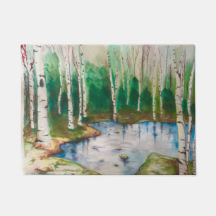 Birken-Baum-Waldtür-Matte Fußmatte
