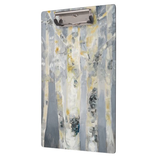 Birken-Bäume auf grauem Hintergrund 6 Klemmbrett (Links)