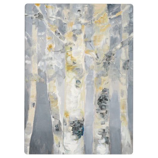 Birken-Bäume auf grauem Hintergrund 6 Klemmbrett (Rückseite)