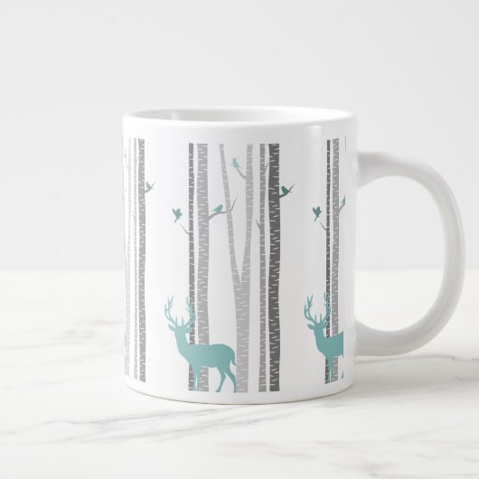 Birken-Bäume mit Rotwild Jumbo-Tasse (Rechts)