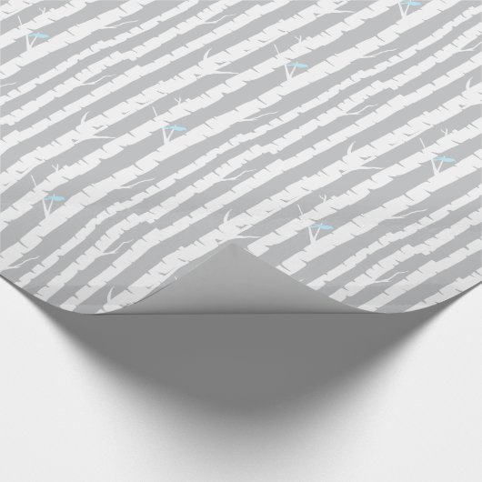 Birken-Bäume und Vögel Geschenkpapier (Ecke)