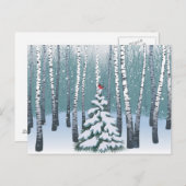 Birken im Winterwald Postkarte (Vorne/Hinten)