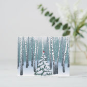Birken im Winterwald Postkarte (Stehend Vorderseite)