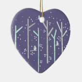 Birken mit fallendem Schnee Keramik Ornament (Rechts)