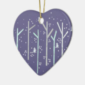 Birken mit fallendem Schnee Keramik Ornament (Links)
