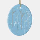Birken mit fallendem Schnee Keramikornament (Rechts)