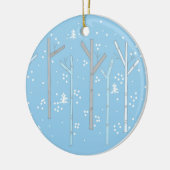 Birken mit fallendem Schnee Keramikornament (Links)
