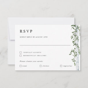 Birken-RSVP-Karte mit Essenspräferenz Hochzeit RSVP Karte