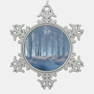 Birken-Strahlen-Schneewald Schneeflocken Zinn-Ornament