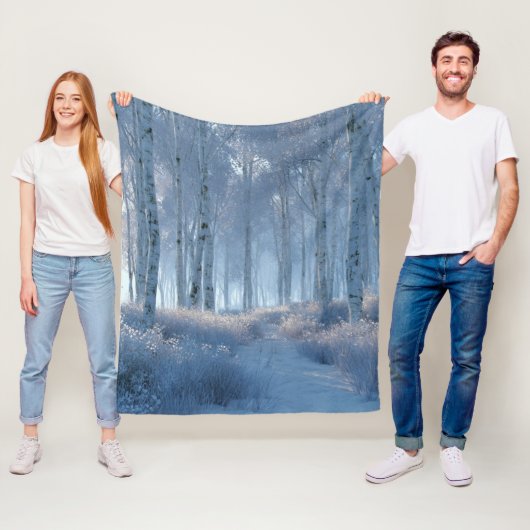 Birken-Strahlender-Schnee-Wald Fleecedecke (Beispiel)