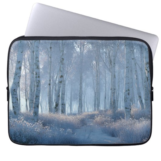 Birken-Strahlender-Schnee-Wald Laptopschutzhülle (Vorderseite)