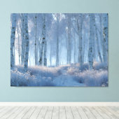 Birken-Strahlender-Schnee-Wald Leinwanddruck (Insitu (Holzboden))