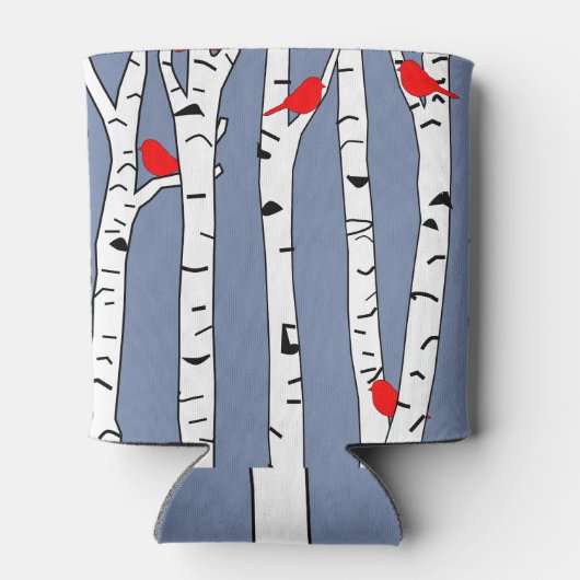 Birken und Vögel Dosenkühler (Rückseite)