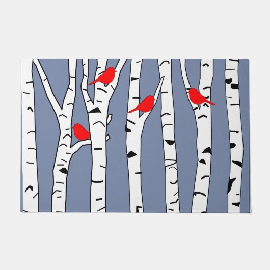 Birken und Vögel Fußmatte (Vorderseite)