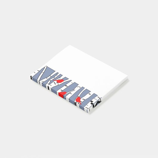 Birken und Vögel Post-it Klebezettel (angewinkelt)