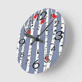 Birken und Vögel Runde Wanduhr (Winkel)