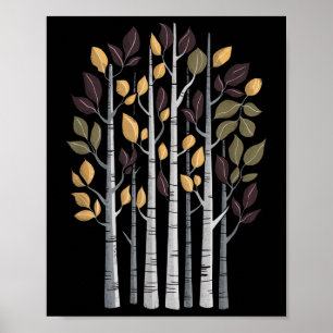 Birkenbaum Herbst Liebhaber Herbstsaison Herbstlau Poster
