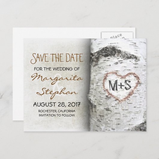 Birkenbaum-Save the Date-Postkarten Ankündigungspostkarte (Vorne/Hinten)