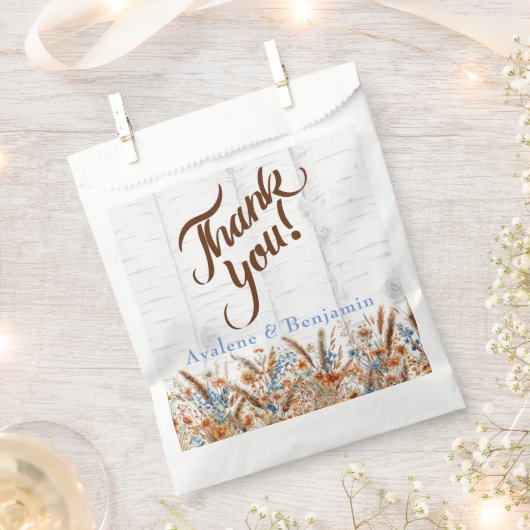Birkenbaum und Wildblumen Hochzeit im Herbst Geschenktütchen (Ausgeschnitten)