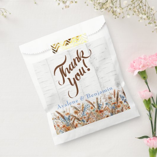 Birkenbaum und Wildblumen Hochzeit im Herbst Geschenktütchen (Versiegelt)