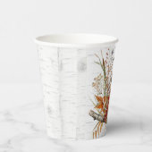 Birkenbaum und Wildblumen Hochzeit im Herbst Pappbecher (Rechts)