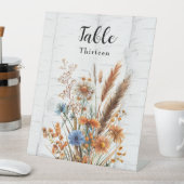 Birkenbaum und Wildblumen Tischnummer Sockelschild (In Situ)