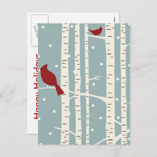 Birkenbäume Feiertagspostkarte (Vorne/Hinten)