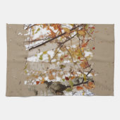 Birkenbäume Herbstlaub Rough Edge Spatter Rustikal Geschirrtuch (Horizontal)