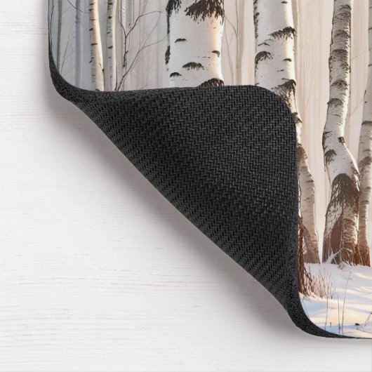 Birkenbäume im Winterwald Mousepad (Ecke)