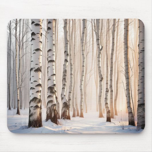 Birkenbäume im Winterwald Mousepad (Vorne)
