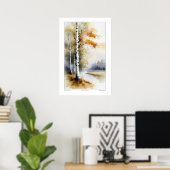 Birkenbäume in Wasserfarbe - Drucken Poster (Heimbüro)