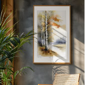 Birkenbäume in Wasserfarbe - Drucken Poster