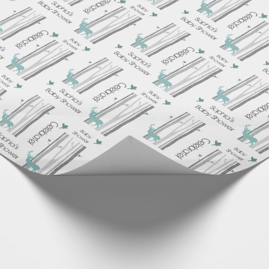 Birkenbäume mit HirschBaby-Dusche Geschenkpapier (Ecke)