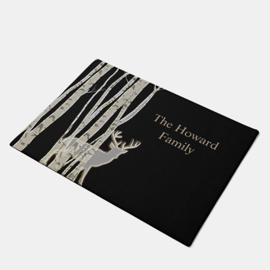 Birkenbäume mit Hirschmatte Fußmatte (Schrägansicht)