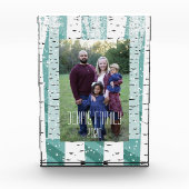 Birkenbäume Schneeflocken Winterwald gestreift Fotoblock (Vorderseite)