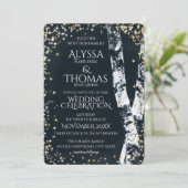 Birkenbäume und Sparkle-Hochzeit Einladung (Stehend Vorderseite)