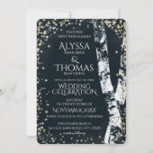 Birkenbäume und Sparkle-Hochzeit Einladung (Vorderseite)