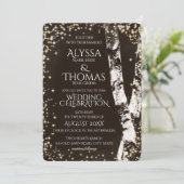 Birkenbäume und Sparkle-Hochzeit Einladung (Stehend Vorderseite)